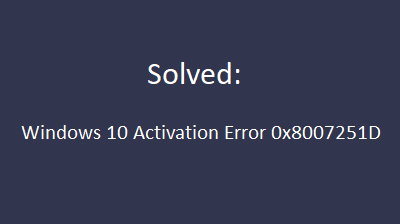 Как удалить ошибку активации Windows 0x8007251D
