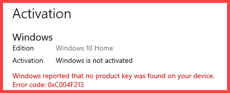 Устраняем ошибку 0xC004F213 при активации Windows 10