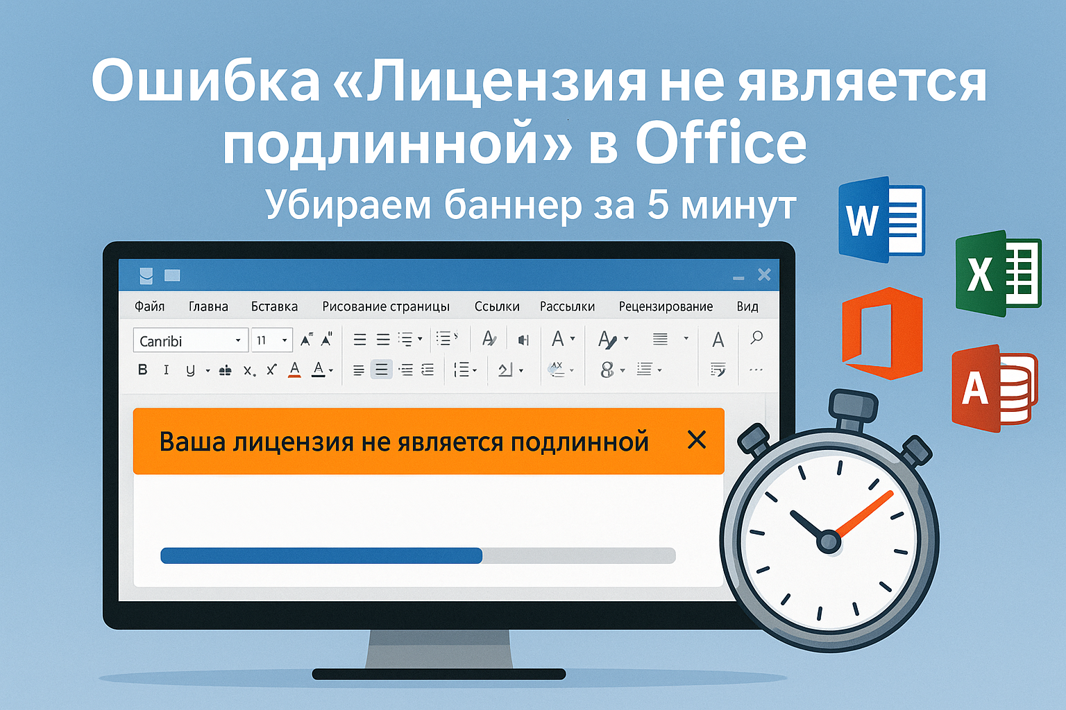 Как убрать ошибку неподлинной лицензии в Офис 2010–2016