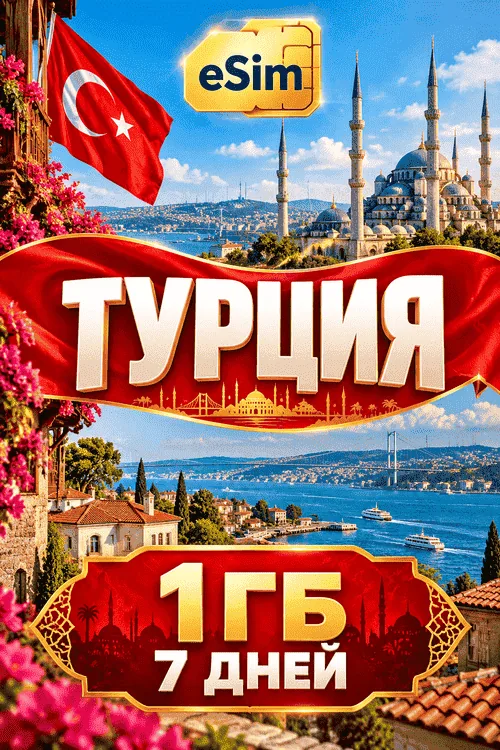 Купить eSIM Турция 1 ГБ - 7 ДНЕЙ в VipKeys